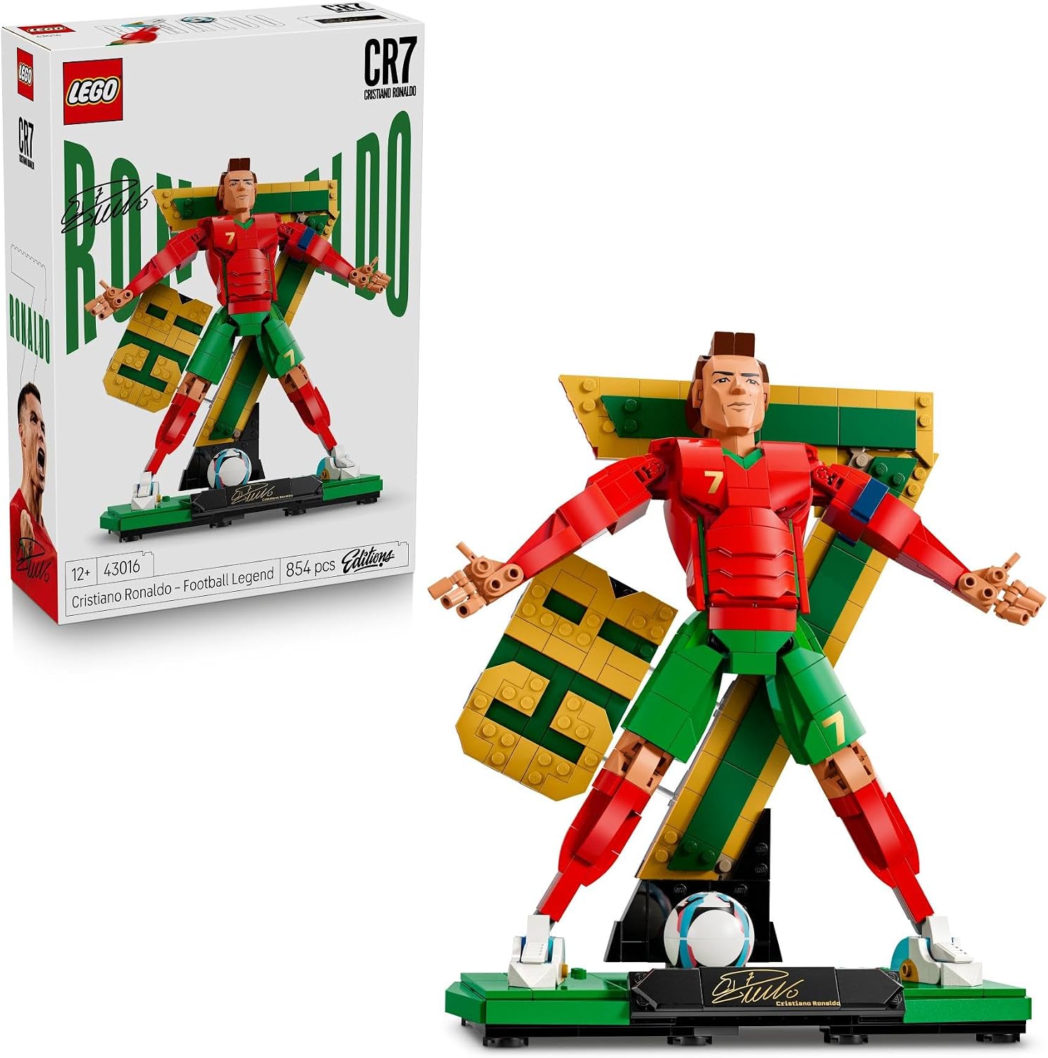 LEGO Editions Cristiano Ronaldo – Légende du Foot - Jeu Football - Figurine 3D à Exposer - Décoration DIY de Chambre d'Enfant - Cadeau dès 12 ans pour Garçon, Fille ou Adulte Fan de Sport 43016
