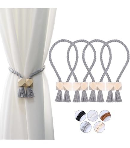 6 Ferma Tende Magnetici Nero - Lunghezza 41.5 Cm, Per Decorazione, Senza Foratura - Foto 11