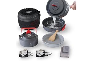 CAPRICORN HELD Zestaw naczyń kempingowych do gotowania na świeżym powietrzu, naczynia kempingowe, naczynia kempingowe, kuchenka gazowa