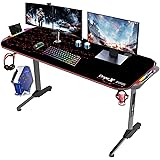 Dripex Scrivania Gaming RGB 150x60x78 cm, Scrivania Da Gioco in Fibra di Carbonio per Laptop Computer, Tavolo Gioco con Tappe