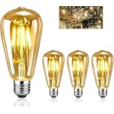 Bombilla LED Vintage ST64 E27 4W 2700K, Luz C&aacute;lida Decorativa, 3 Piezas | Equivale a 40W, 220V-230V. Ideal para hogar, restau
