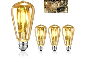 EYLM Vintage Edison Bombillas, Bombilla LED Vintage ST64 E27 4W (Equivalente a 40W) 220V-230V, 2700K Blanco Cálido, Bombillas Decorativas para Decoración e Iluminación, 3 Piezas