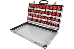 WALTER 50 Piece High Quality Carbon Steel Universal 8mm Shank Carbide Tipped Blade Includes Groove and Chamfer Cutters With Aluminium Case for Safe Transport