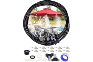 Tesmotor Brumisateur Exterieur, Système de Brumisation(18M) 21 Buse Jardin Brumisation Refroidissement Système d'arrosage Distribution Brumisateur pour Patio Jardin