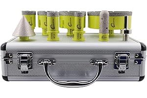 Diamond Core Drill Bits Set - 9pcs (20/25/35/50/68/110mm+20mm Finger Bit+50mm Beveling Chamfer Bit+Hex Adapter) Hole Saw Kit for Ceramic Tile Porcelain Marble Granite with M14 Thread SANLEETEK