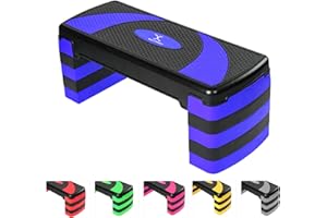 MAXSTRENGTH Fitness Stepper for Exercise Workout 5 Height Level Adjustable 10cm 15cm 20cm 25cm 30cm Non-Slip Step Platform for Aerobic Exercise Aerobic Stepper Yoga Routines Training