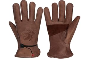 OLSON DEEPAK Retro brązowe skórzane rękawice robocze do cięcia/motocykla/gospodarstwa, skóra bydlęca, rękawice robocze z wyblakłym efektem dla mężczyzn (brązowy-01, XL)