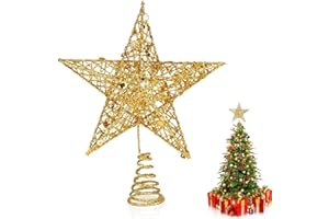 Sunshine smile Estrella de la Navidad,Topper del árbol de la Estrella,Topper para Navidad,Navidad Pentagram,Navidad LED Decoraciones,Decoración para árbol de Navidad