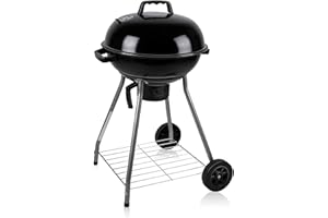 BBQ Collection Barbecue Charbon de Bois - BBQ sur Pied avec Couvercle - Grille Barbecue Portable - Barbecue Rond Ø 45 cm - Fumoir Jardin