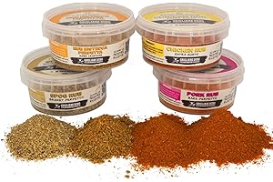 GRIGLIARE DURO ITALIAN HARDCORE BARBECUE Starter Kit Rub BBQ GRIGLIARE DURO - 4 x 70 gr Confezioni di Rub barbecue - Spezie barbecue - Pulled Pork Rub - Chicken rub - Magic Dust Rub- Steak Rub - Spog Rub - Ribs Rub