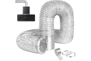 Adiwo Condotti Tubo Flessibile in Alluminio da Ø 100 mm con accessori, 5m 4 piani Condotti Tubo di Ventilazione Flessibile in Alluminio PVC per Aria Condizionata, Asciugatrice, Cappa Aspirante