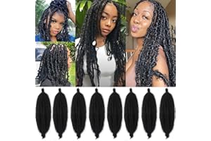 Leeven 24 Inch Pre-Separated Springy Afro Twist Hair 8 Packs Popping Spring Twist Hair for Marley Locs Twist Braiding Hair 8 Strands/Pack Black Pre-fluffed Afro Kinky Marley Hair Extensions /1B#