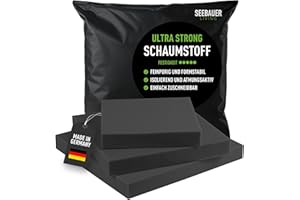 ‎SEEBAUER LIVING SEEBAUER living Schaumstoff Ultra Strong RG 60/70 (Sehr fest) 40 x 40 x 5 cm Schaumstoffplatte für Polster und Sitzkissen, Polsterschaumstoff als Zuschnitt für Sitzpolster