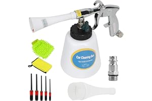 EXLECO Pistolet de Nettoyage de Voiture Intérieur, Kit de Lavage, Valve Réglable, pour 60L 6~9,2Bar Air Comprimé, Pistolet de Pulvérisation Entretien Intérieur pour Auto Entretien Voiture avec Brosse