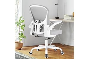 Farini Home Office Chair - Lumbar Support, Ergonomic Desk Chair with Recline, Height Adjustment & Space-Saving Design,White