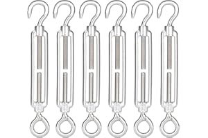 SUBTACK Spannschloss M6 Edelstahl 304-6 Piezas con Gancho y Ojal Ajustable para Toldos Cercas y Sistemas de Cable Exterior