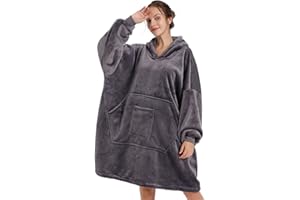REDESS Blanket Hoodie Sweatshirt, Wearable Blanket Oversized Sherpa with sleeves and giant pocket, cozy hoodie for adults kids
