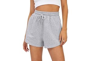 BUHIM Shorts Damen Sommer Sport Shorts Lässige Kurze Hose Baumwolle High Waist Running Shorts Gym Fitness Shorts Kurz Sporthose Jogginghose