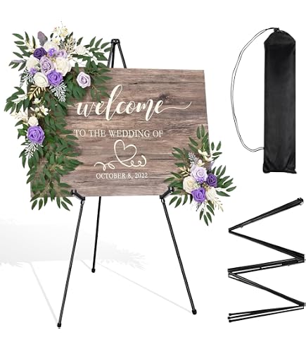 YSWOVUO Cavalletto per matrimonio, 160 cm, supporto regolabile, tavolo artistico in tela, poster interni ed esterni, bianco
