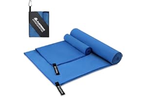 Flintronic 2PCS Toalla de Microfibra, 180*90CM+80*40CM, Toalla de Viaje Ligera y compacta, compacta, Toalla Viaje y Toalla Piscina, Ultraligera y de Secado rápido, para aptitud física, Playa, Yoga