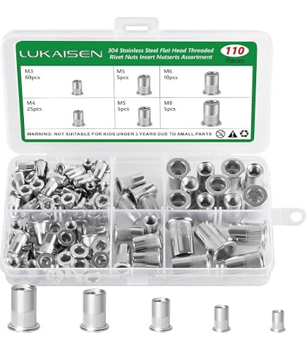 Kit Rivettatrice Manuale 110 Pezzi Per Inserti Filettati - M3, M4, M5, M6, M8 - Con Rivetti In Alluminio E Punte, Custodia Inclusa