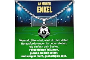 SOFIA FERRER Football Gifts Boys 7, 8, 9, 10, 11, 12 Years, Cool Gifts for Boys, Stainless Steel Necklace, Football Items, Boy 10 Years Gift Ideas, Son, Grandson, Birthday