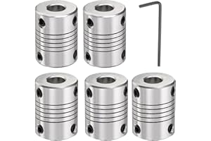 QUARKZMAN 5 Stück Aluminiumlegierung Wellenkupplung 8mm auf 8mm, Flexible Kupplung Motorverbinder Gelenk, Schrittmotor Kupplung für CNC-Maschine & 3D-Drucker (L25xD19)