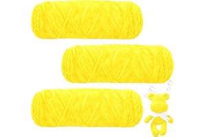 Maxee 300g(3×100g) Samtig Babywolle, Samt Wolle, Samt Chenille Garn, Kuschelweich Chenillegarn, Flauschige Weich Plüschwolle, Häkelgarn Wolle Zum Stricken & Häkeln-warmes gelb