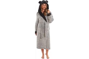 KATE MORGAN Ladies Soft & Cosy Hooded Animal Dressing Gown