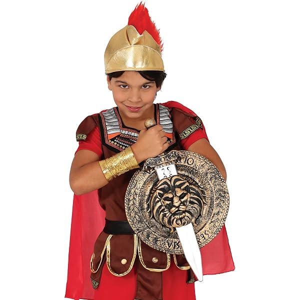 Boland 01443 – Casque Romain Enfant Bronze Avec Crête Rouge – Déguisement Gladiateur Ou Romain Pour Carnaval Et Fêtes