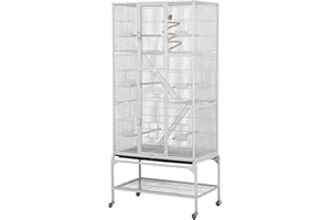 Yaheetech Large African Grey Parrot Bird Cage for Budgies/Conures/Parakeets with Detachable Stand, White