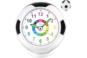 ‎EDILLAS Edillas Wecker Kinder Jungen Mädchen,Wecker Geräuschlos Ohne Ticken fußball förmige Wecker mit Licht Schlummerfunktion Batteriebetriebene Wecker Schlafzimmer Nachttisch Tischplatte Tischuhr