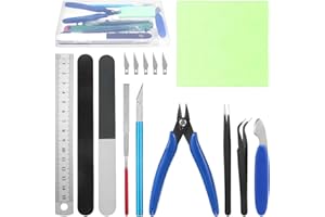 Roxanex 11PCS Model Building Tools Kit, Hobby Building Tools Set Model Making Tools Kit Basic Tools Craft Set for Gundam Car Model Building Repairing and Fixing