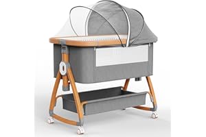 NIKYJM Lit Cododo Bébé,3-1 Berceau Bébé Cododo 6 Posizioni Regolabili, 4 Ruote Bloccabili Con Materassi Morbidi Berceau Bébé Compatibile Con Un'ampia Gamma di Tipi di Lett