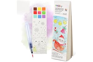 Festicy Merry Christmas Malbuch mit 25 Seiten & Wassertankpinsel I Nikolaus Geschenk für Kinder I Adventskalender Füllung Kinder I Kleines Weihnachts-Geschenk & Kinder Beschäftigung im Flugzeug