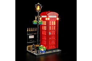 GEAMENT Kit de Luces LED Compatible con Lego Cabina Telefónica Roja de Londres (Red London Telephone Box) Ideas 21347 (Juego Modelo no Incluido)