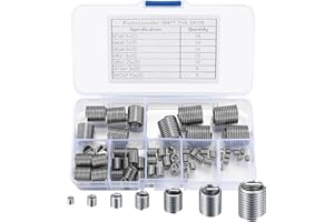 DEFIYEAR 60 Pcs Helicoil Thread Repair Kit - Self Tapping Thread Inserts Kit Stainless Steel M3 M4 M5 M6 M8 M10 M12, Helicoil Thread Insert Kit for Thread Repair, Self-tapping Thread