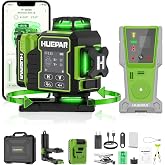 Huepar 360&deg;*4 Self-Leveling Laser Level with 16 Laser Line with Receiver | 4D construction laser, pulse mode for outdoors, ba