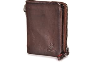 DONBOLSO® Rio Monedero de Cuero para Mujer, 4 Ranuras para Tarjetas y protección RFID Blocker, Muchos Colores Incluyendo Negro y marrón, Cartera Vintage para Mujer (Marrón)