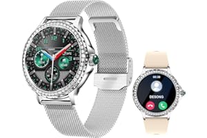 DESONG Smart Watch For Women With Call Function,Ladies Diamonds Smartwatches,1.32'' IPS Touchscreen Fitness Activity Tracker,Heart Rate/Sleep Monitor,Smartwatch For IOS Android Phones (SILVER)