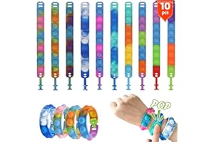 Uwiyo Pop Armband, 10 Stück Pop Push It Pop it Armband Pop Bubble Fidget Armband Spielzeug Set Fidget Toy Set Mitgebsel Kindergeburtstag für Kinder Jungen Mädchen