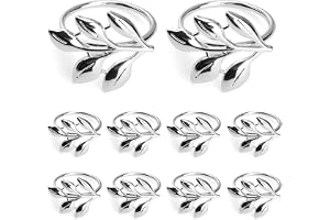 Servettringar silver, 12 stycken servettringar set utseende av blad servettspännen, servetter ringar för bröllopsfest middag