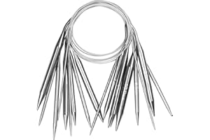 ‎AEELIKE Aeelike 9 Stück Rundstricknadeln Edelstahl Set 40 cm, Ergonomische Stricknadeln Rundstricknadel mit Size, 2,5-10,0 mm Langlebige Metall Rundstricknadel Set zum Stricken von Wolle und Garn