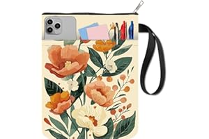 CRASPIRE Protezione Fiore Libri - Copertina Vintage Piante Tessuto Lavabile - Custodia Arancione Cerniera Tasca Tascabili