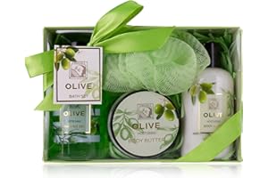 Accentra Zestaw prysznicowy dla kobiet w pięknym pudełku prezentowym – 4-częściowy zestaw z żelem pod prysznic, balsamem do ciała, masłem do ciała i gąbką z siatki – prezent urodzinowy