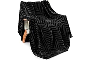 Whale Flotilla Flannel Fleece Throw Blanket for Couch, Soft Fluffy Velvet Sofa Blanket with Decorative Chevron Pattern for All Season, Warm and Lightweight, Black