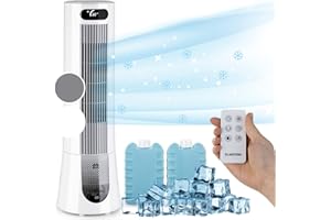 Klarstein Condizionatore Portatile Senza Tubo 45W, 5in1, Umidificatore, Climatizzatore Portatile Silenzioso con Night Mode, Ventilatore Aria Fredda, Raffrescatore d’Aria 132m³/h, Serbatoio da 7L