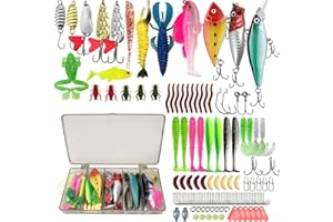 CLCIOSIS 133 Stück Angelzubehör Set, inkl Angelköder Set Köderbox Angeln Angelset Fischer Zubehör kompakt tragbar, Für Angler an Fluss See Meer Umfangreiches Angelset mit praktischer Köderbox