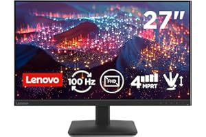Lenovo L27-4e - Monitor FHD 27" (IPS, HDMI 1.4 - VGA, 16:9, Tasa de Refresco 100 Hz, Tiempo de Respuesta 4ms, 99% sRGB, Montaje VESA 100 mm, Soporte Inclinable) Negro