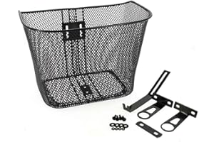 Hapo-G - Panier Avant Vélo Acier 20L Noir - Fixation Fixe - Dimensions 32 x 25 x 25 cm - Panier pour Potence de diamètre 25,4 mm ou 28,6 mm - Panier pour Courses ou Transport d'Accessoires